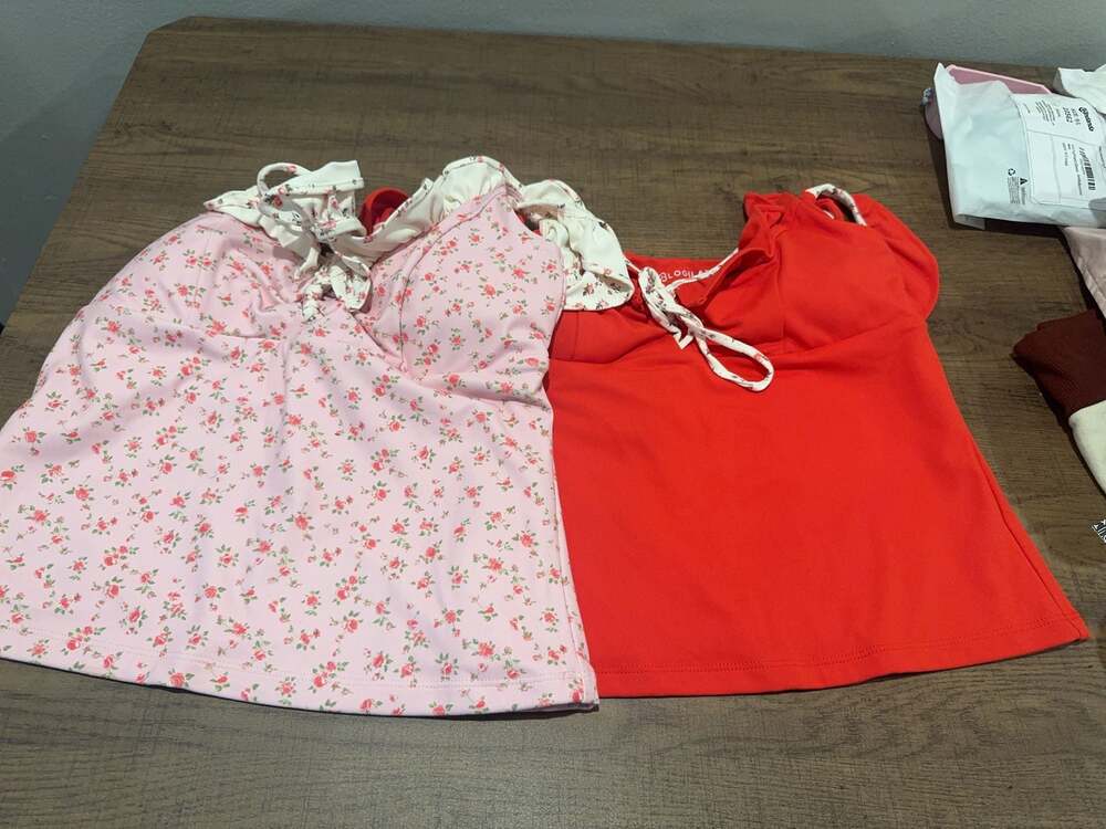 Blogilates Ruffle Tie Front Tank Tops Size S Set of 2